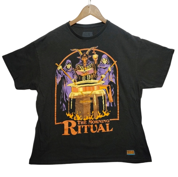 Steven Rhodes Shirt Coffee The Morning Ritual Demon Devil Skull Men's XL Black - Picture 1 of 8